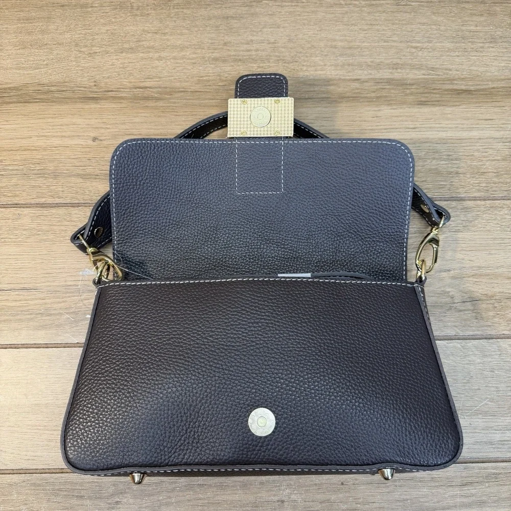 Divine Firenze Italy Calf Hair Cowhide Leather Baguette Flap Shoulder Bag Purse